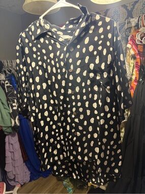 Black Button-Down Polka Dot Shirt